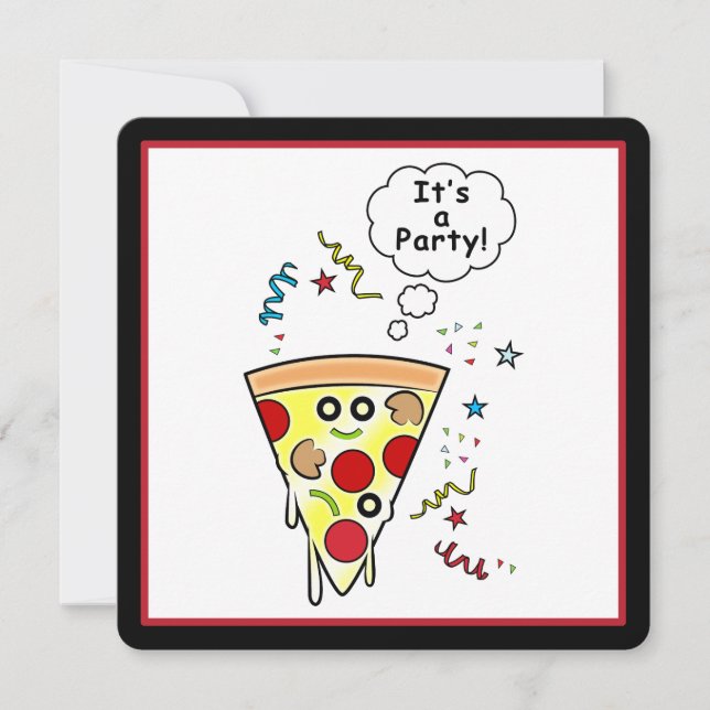 Födelsedag Pizza Party Inbjudningar (Framsida)