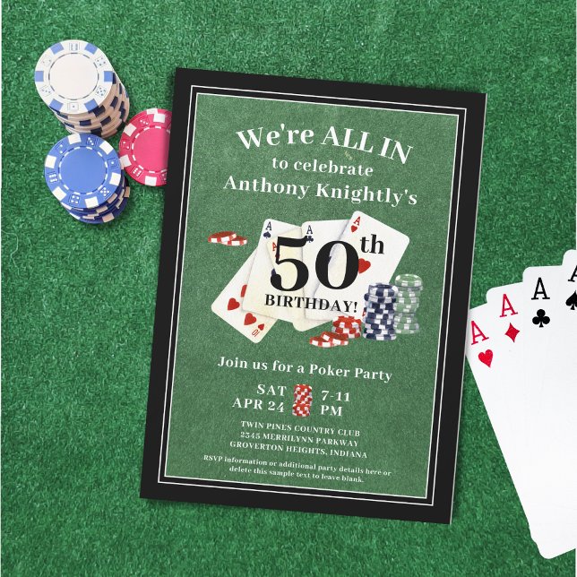 Födelsedag Poker Card Party oavsett ålder Inbjudningar (Skapare uppladdad)