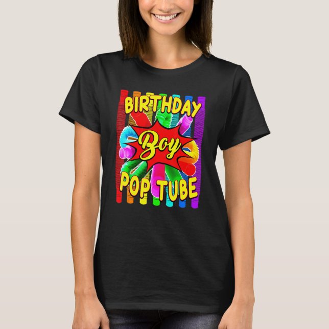 Födelsedag Pop Tube Theme Birthday T Shirt (Framsida)