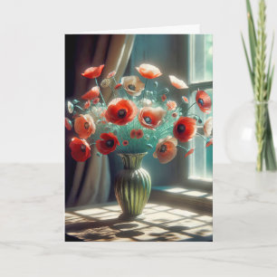 Födelsedag Poppy Bouquet i solljus Kort