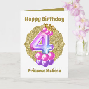 Födelsedag Princess 4e födelsedagen tillför namn k Kort