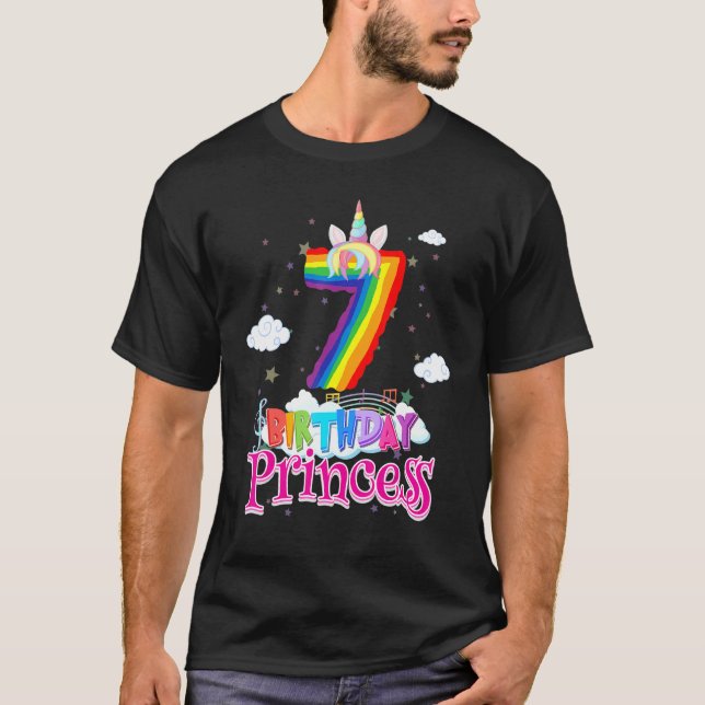 Födelsedag Princess 7 Years Old Funny 7:e Birthday T Shirt (Framsida)