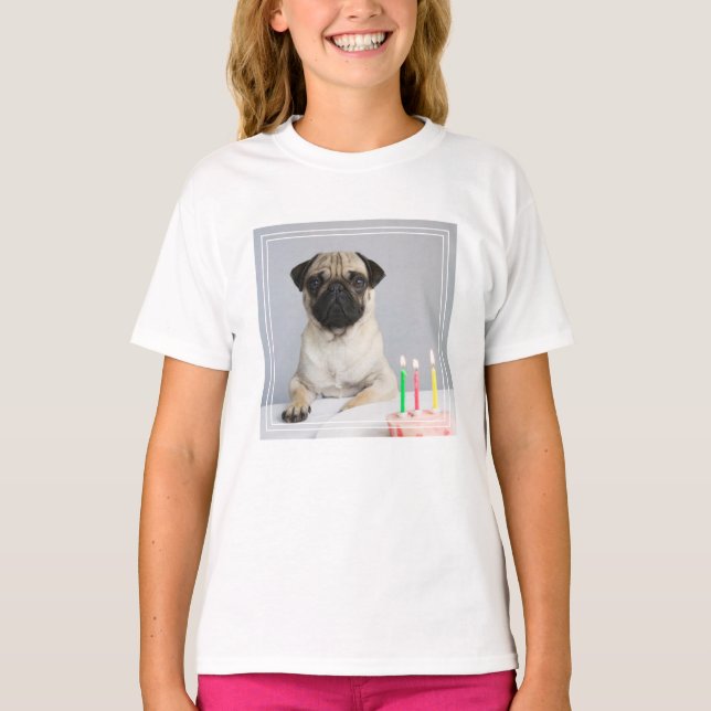 Födelsedag Pug T Shirt (Framsida)
