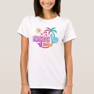 Födelsedag resa med tropiskt tema och persikor t shirt