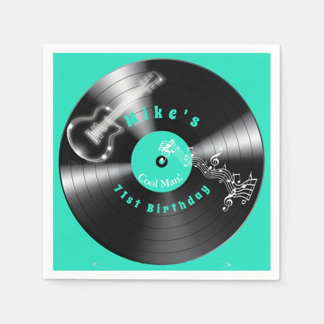 Födelsedag Retro Vinyl Record Rock musik Guitar Pappersservett (Framsidan)
