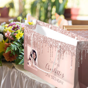 Födelsedag ro guld fotodropp rosa