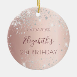 Födelsedag ro guld glitter damm namn i silver julgransprydnad keramik