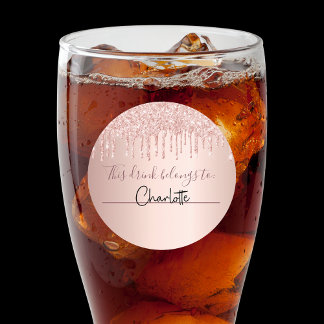 Födelsedag ro guld glitter dricker detta tillhör t runt klistermärke