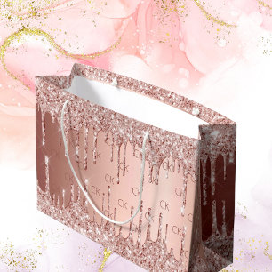 Födelsedag ro guld glitter droppar rosa monogram