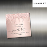 Födelsedag ro guld glitter magnet<br><div class="desc">Ett giftigt och trendig Spara datum magneter under en 40:e (eller någon ålder) födelsedagsfest. En feminin rosa, ro guld faux metallisk tittar bakgrund som dekoreras med faux ro glitter drops. Anpassa och lägg till datum och namn/ålder 40. Mörk ro guld färgad brev. Texten: Spara datumet skrivs med ett stort trendig-handskript...</div>