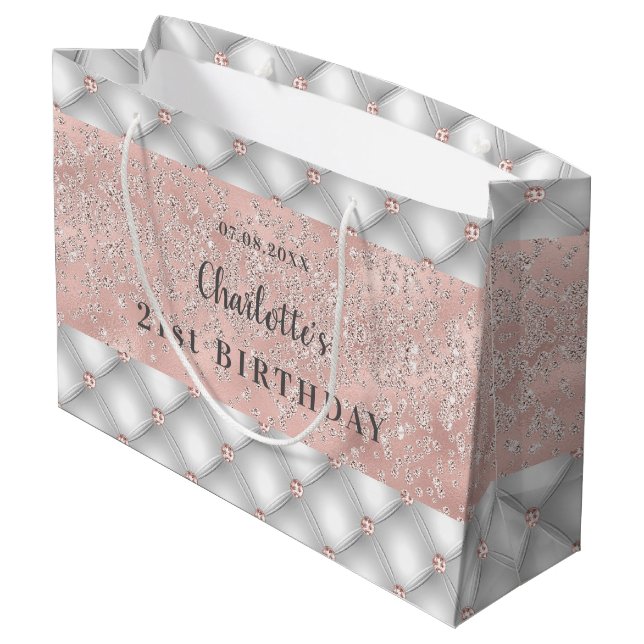 Födelsedag ro guld glitter silver namn (Baksidan Vinklad)