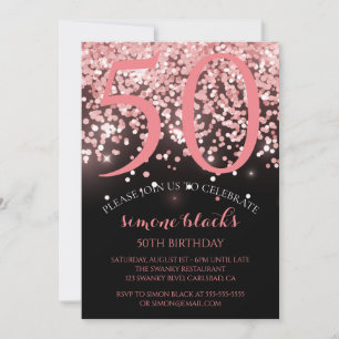 Födelsedag ro guld rosa glitter glam 50-årsdagen inbjudningar