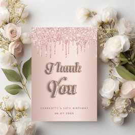 Födelsedag ro guld rosa glitter luxurie tack kort