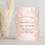 Födelsedag ro guld silver glitter elegant inbjudan vykort<br><div class="desc">En modern, snyggt och glamorös inbjudan till en 21:a (eller vilken ålder som helst) födelsedagsfest. En faux ro guld-metallisk bakgrund tittar med faux silver glitter damm. Namn är skrivet med ett modernt stil-handskript med färgad-grått. Anpassa och lägg till information om party. Baksida: ro guld, vykortsdesign. Tips! Om du inte vill...</div>