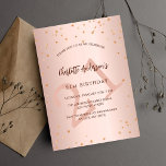 Födelsedag ro guld stjärnorna ålder elegant inbjudan vykort<br><div class="desc">För elegant 21:a (eller någon ålder) födelsedagsfest. En övertoningsbakgrund för ro guld. Dekorerad med stjärnor. Anpassa och lägg till namn,  uppgifter om party och ålder. Namn är skrivet med ett handskript i stil</div>