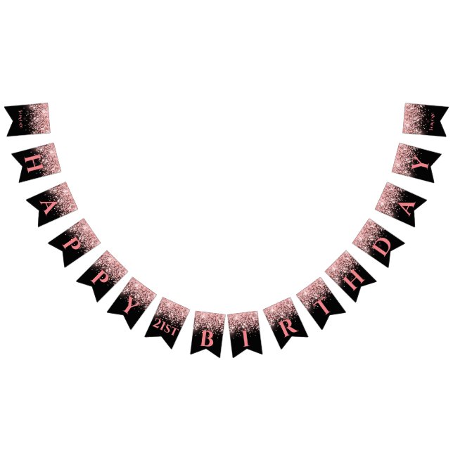 Födelsedag ro rosa glitter glam 21:a guld vimplar (Alla)