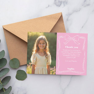 Födelsedag rosa foto flicka slinga tack kort