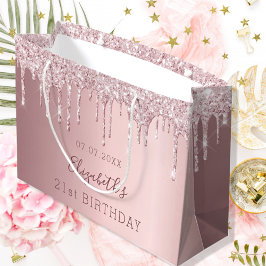 Födelsedag  rosa glitter droppar monogram namn
