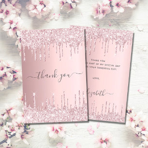 Födelsedag  rosa glitter kör elegant-skript för  tack kort