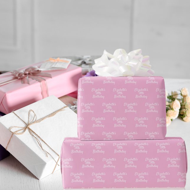 Födelsedag rosa pastel vit namn presentpapper (Skapare uppladdad)