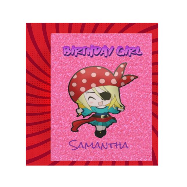 Födelsedag Rosa Pastell Piratflicka Kort (Introducing our Pink Pastel Glitter Pirate Girl Card — it's not just cute, it's absolutely delightfu)