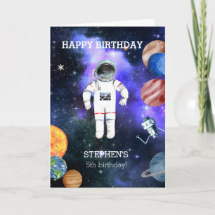 Födelsedag Rymd Astronaut Galax Planet Kort