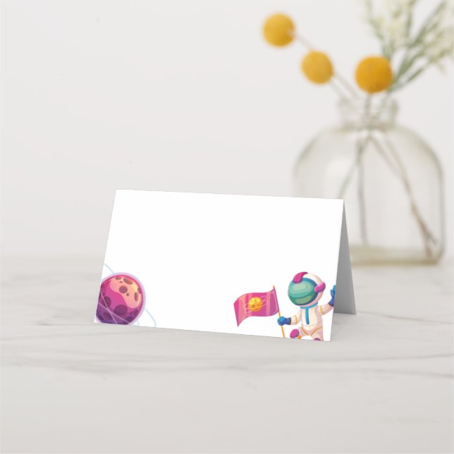 Födelsedag - Rymden - Tält Placeringskort (Framsida)