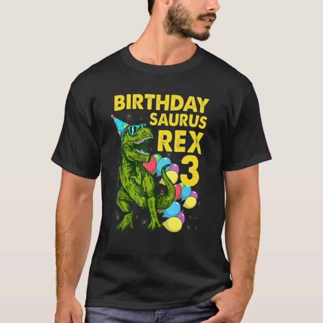 Födelsedag Saurus Rex 3 år gamla dinosaur t Rex 3  Shirt (Framsida)