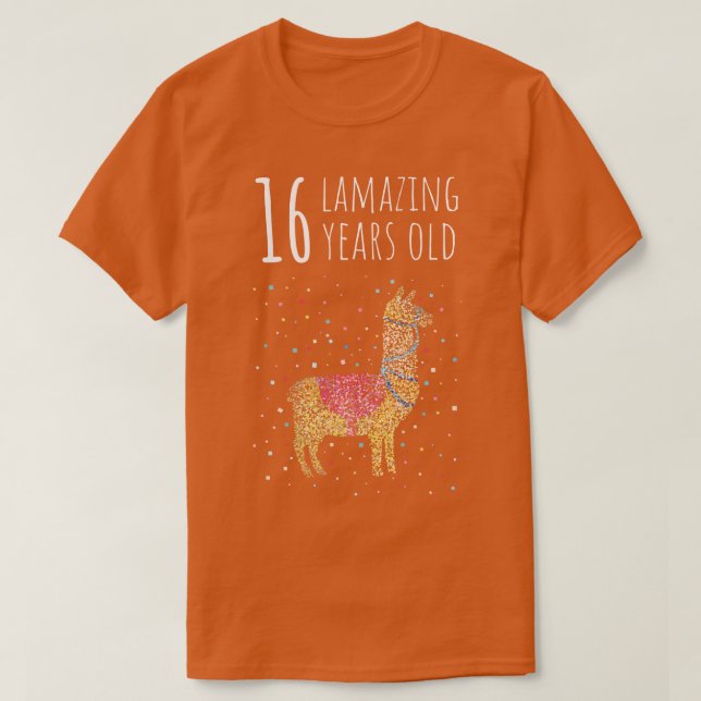 Födelsedag Sexton 16 Llama Alpaca T Shirt (Design framsida)