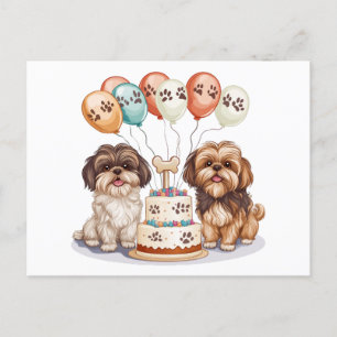 Födelsedag Shih Tzu Hundar Födelsedagstårta Vykort