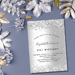 Födelsedag silver glitter elegant glamoral inbjudningar<br><div class="desc">För en elegant 21:e (eller någon ålder) födelsedagsfest. En faux silver metallisk tittar bakgrund. Dekorerad med faux glitter. Anpassa och lägg till information om namn och party. Namn är skrivet med ett handskript i stil</div>