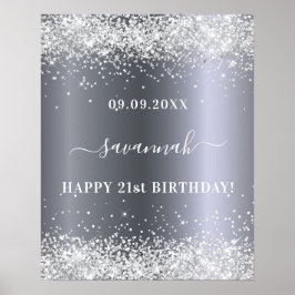Födelsedag silver glitter namn fest välkommen  poster