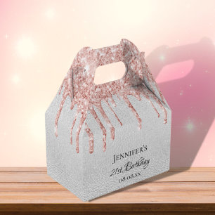 Födelsedag silver glitter  rosa ros guld namn i presentaskar