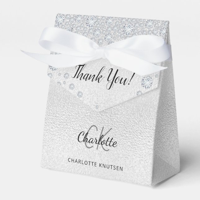 Födelsedag silver namn elegant presentaskar (Framsidan Sidan)