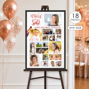 Födelsedag SKÅL FÖR ÅR Rose Gold 18 Bilder Poster