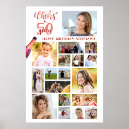Födelsedag SKÅL FÖR ÅR Rose Gold 18 Bilder Poster