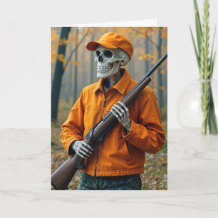 Födelsedag Skeleton Hjort Hunter som bär ett gevär Kort