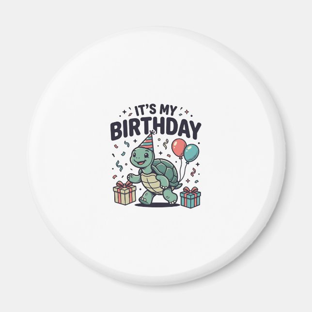 Födelsedag Sköldpadda Party Vektor Design_1 Magnet (Framsidan)