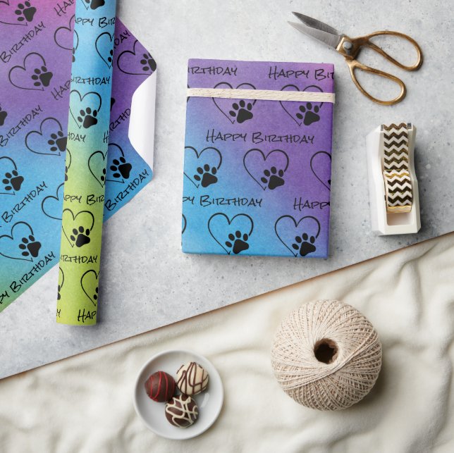 Födelsedag Skriv ut med hjärtan på regnbåge Presentpapper (Hantverk)