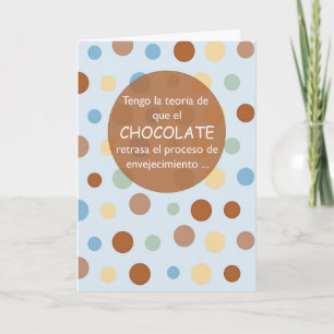 Födelsedag som åldras spanjor, chokladhumor kort