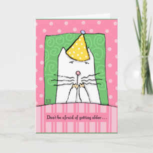 Födelsedag som får äldre, katt, grattis på kort