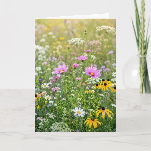 Födelsedag Sommar Vildblommeäng Kort (Framsida)