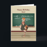 Födelsedag Son, rolig babyfågel, anpassade Kort<br><div class="desc">En fågel för bebissandhillkran kläs som en fysiklärare. I detta humoristiskt avbilda på ett födelsedagkort för en son som fågeln ha på sig exponeringsglas, en fluga, och en brun vest som avslutas med en guld- klocka, kedjar att ge det utseendemässigt av en mycket allvarlig lärare eller student. Han står av...</div>