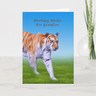 Födelsedag sonson, gå för tiger kort