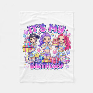 Födelsedag Söt Chibi K-p Födelsedag K p Barn Fleecefilt