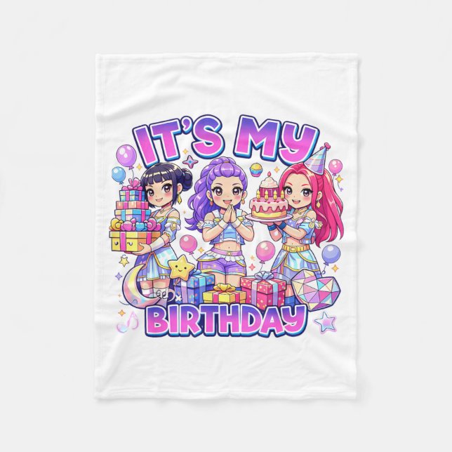 Födelsedag Söt Chibi K-p Födelsedag K p Barn Fleecefilt (Framsidan)