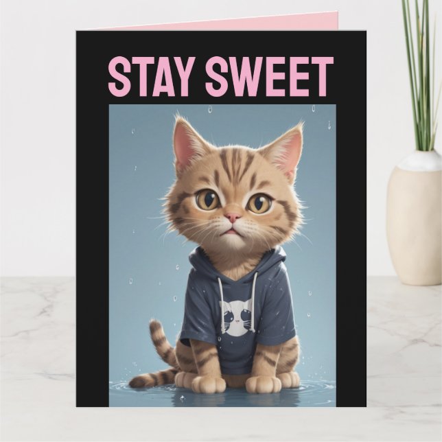 FÖDELSEDAG SÖTT KATT VÄLKOMSTKORT KORT (Framsida)