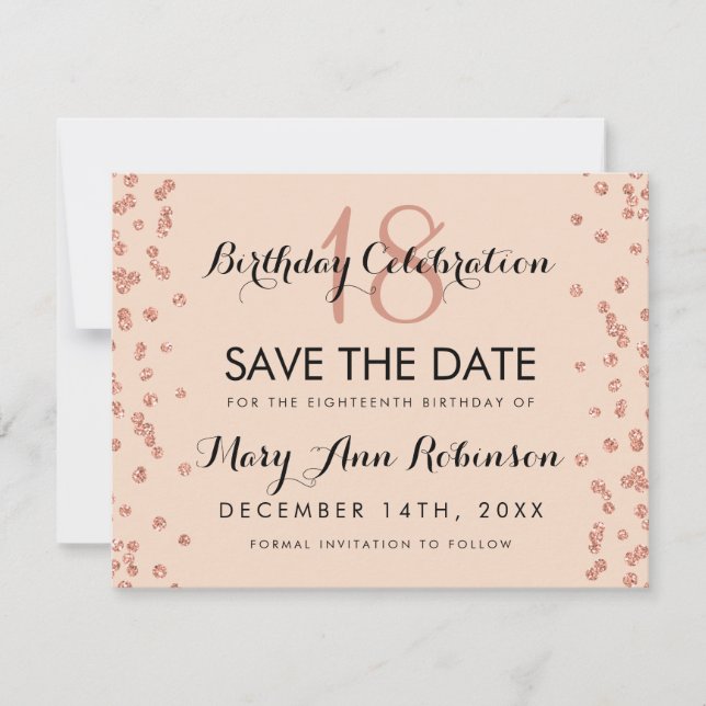 Födelsedag Spara Ro Guld Glitter Konfetti Datumet (Framsida)