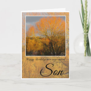 Födelsedag, Speciellare son, Sunkissed Winter Träd Kort