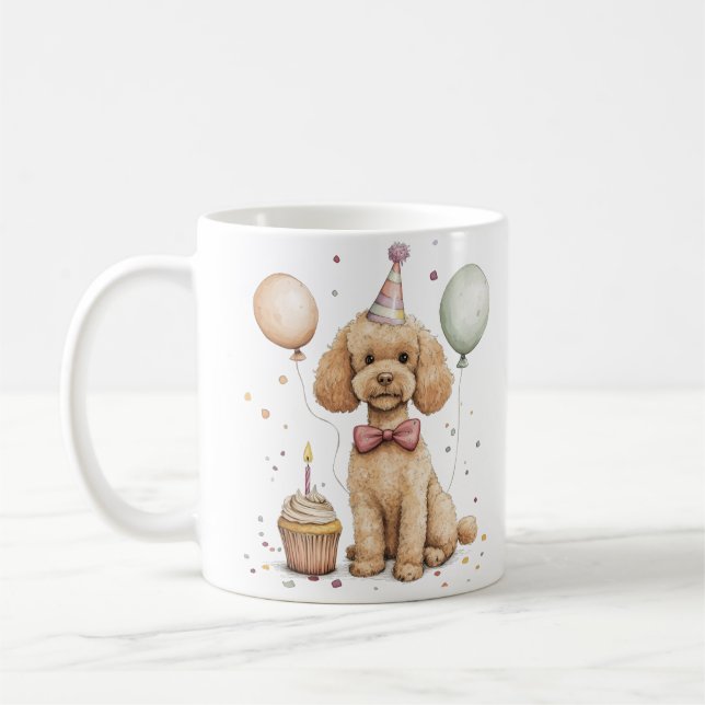 Födelsedag Standard Poodle Hund Kaffemugg (Vänster)